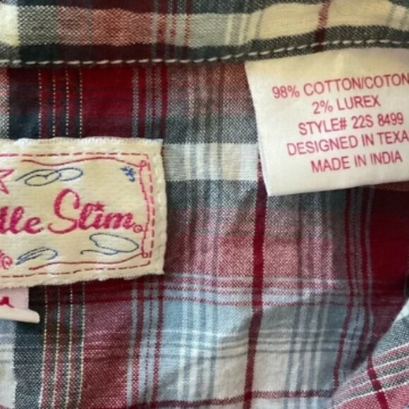 Panhandle Slim Vintage Western Pearl Snap Plaid Shirt Metallic Thread Medium - Picture 3 of 4